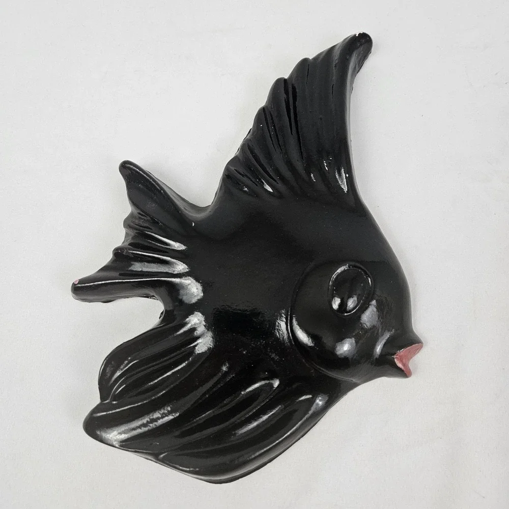 MCM Ceramicraft Angel Fish Tropic Treasures Wall Plaque Kitsch Hanging Decor